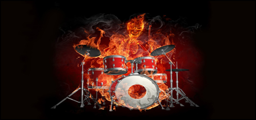 Flaming Skeleton on Drums