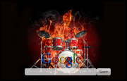 Flaming Skeleton on Drums